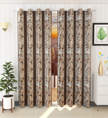 Fab Castle 182 cm (6 ft) Polyester Semi Transparent Shower Curtain (Pack Of 2)(Printed, Brown)