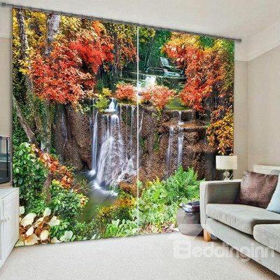 BEST FAB 274 cm (9 ft) Long Door Polyester Room Darkening Curtain (Pack Of 2)(Orange, Floral)