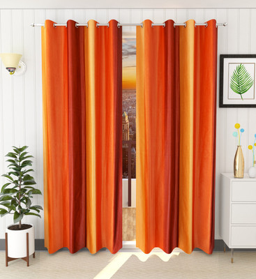 Galaxy Home Decor 274 cm (9 ft) Long Door Polyester Semi Transparent Curtain (Pack Of 2)(Orange, Plain)