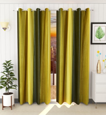 kiara Creations 274 cm (9 ft) Polyester Semi Transparent Long Door Curtain (Pack Of 2)(Solid, Green)