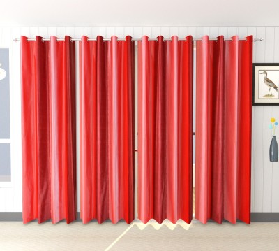 kiara Creations 274 cm (9 ft) Polyester Semi Transparent Long Door Curtain (Pack Of 4)(Plain, Red)