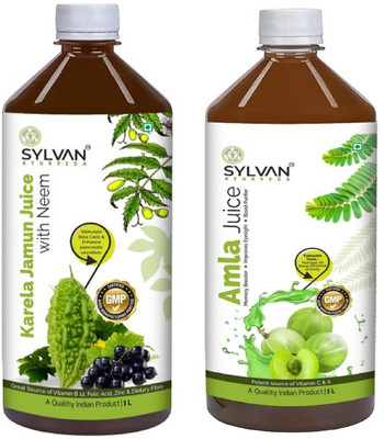 SYLVAN AYURVEDA Sylvan Karela Jamun Juice & Amla Juice Combo - 2L - Helps to Manage Weight & Diabetes(2 x 1000 ml)