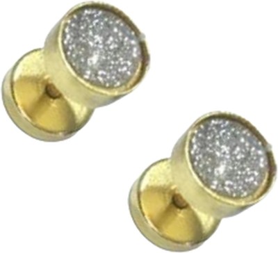 Ruhi Collection Barbell Glitter Gold 1 Pair Metal Stud Earring