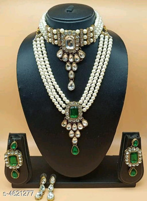 catalyst venture Alloy Gold-plated Green, White Jewellery Set(Pack of 1)