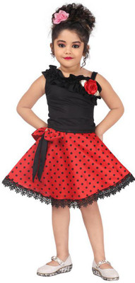 Samshil Fashion Baby Girls Short/Mid Thigh Party Dress(Red, Fashion Sleeve)