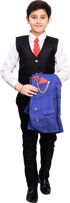 Akshita trading Boys Festive & Party, Wedding Blazer, Shirt and Trouser Set(Blue Pack of 1)