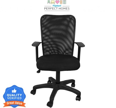 Flipkart Perfect Homes Fabric Office Arm Chair(Black, DIY(Do-It-Yourself))