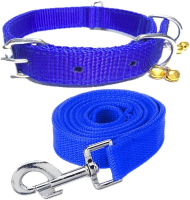 ALCAZAR Dog Belt Combo of Blue Ghungroo Collar with Blue Leash Specially for Small Breeds Dog Collar & Leash(Small, Blue)