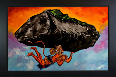 RV SALES Bajrang Bali / hanuman ji Photo Frame For Wall WxH: 14x10 Religious Frame