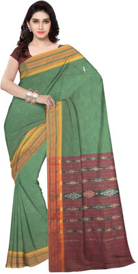 DK FASHION Self Design Sambalpuri Pure Cotton Saree(Green)
