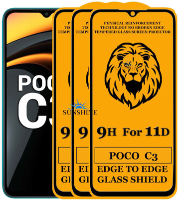 SUNSHINE Edge To Edge Tempered Glass for Poco C3(Pack of 3)