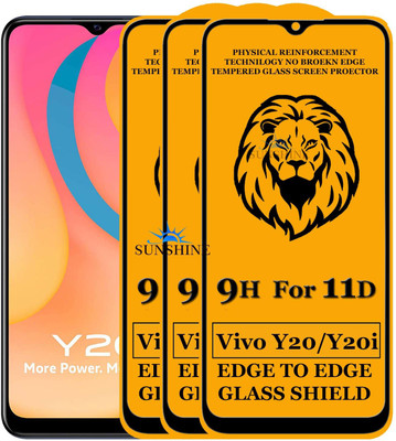 SUNSHINE Edge To Edge Tempered Glass for Vivo Y20i(Pack of 3)