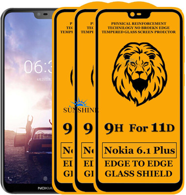 SUNSHINE Edge To Edge Tempered Glass for Nokia 6.1 Plus(Pack of 3)