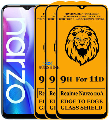 SUNSHINE Edge To Edge Tempered Glass for Realme Narzo 20A(Pack of 3)