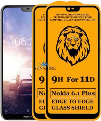 SUNSHINE Tempered Glass Guard for Edge to Edge Tempered Glass For - NOKIA 6.1 PLUS(Pack of 2)