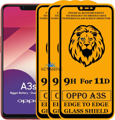SUNSHINE Edge To Edge Tempered Glass for Oppo A3s(Pack of 3)