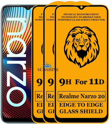 SUNSHINE Edge To Edge Tempered Glass for Realme Narzo 20(Pack of 3)