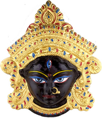 vedanshstpore Vedansh Metal Durga Mata Face ( Mukhota ) For Home and Office Decor ( wall Hanging ) Decorative Showpiece  -  14 cm(Metal, Black, Gold)