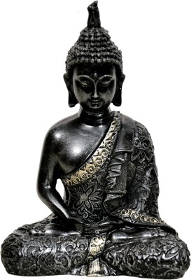 ZEB Marble Buddha Decorative Showpiece  -  15 cm(Polyresin, Marble, Ceramic, Black)