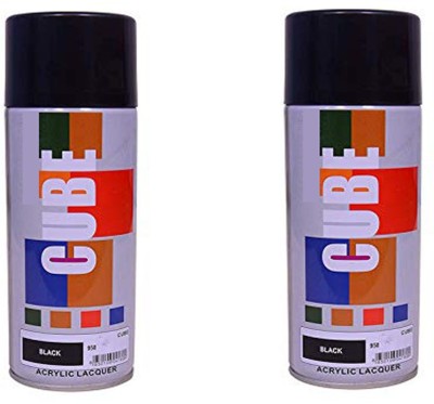 CUBE Multi Purpose Combo Pack Matte Finish Car, Bike, Art Craft Work Black Spray Paint 800 ml(Pack of 2)