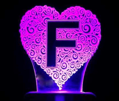 Guptas decore Moonlight ACRYLIC ALPHABET (F) 3D ILLUSION LED Night Lamp Night Lamp(10 cm, Multicolor)