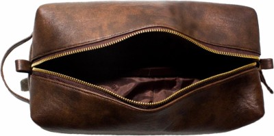 RUBAB MEN Premium Vegan Leather Toiletry Shaving Bag| Waterproof Travel Pouch Travel Toiletry Kit(Brown)