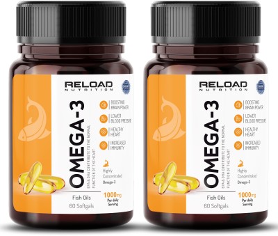 RELOAD NUTRITION oil - 1000mg (3, with 180 mg EPA & 120 mg) for brain, heart, eye health(2 x 60 No)