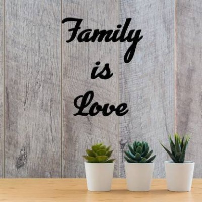 MRIYANGNI family is love MDF Plaque Painted Cutout Ready to Hang Home Décor Wall Art (Black) (3 inch X inch 9, Black) Pack of 3(Black)