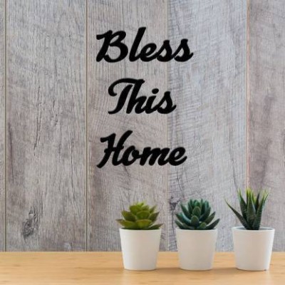 MRIYANGNI Bless this home MDF Plaque Painted Cutout Ready to Hang Home Décor Wall Art (Black) (3 inch X inch 9, Black) Pack of 3(Black)