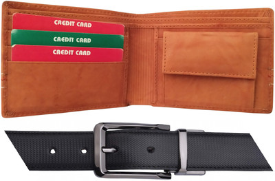 EBEZA Wallet & Belt Combo(Tan, Black, Brown)
