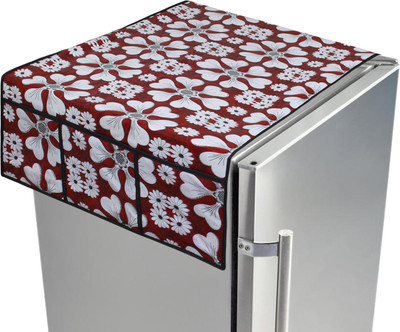 LITHARA Refrigerator  Cover(Width: 101.6 cm, Maroon, White)
