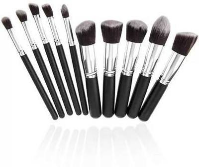 GLOW MORE Premium Synthetic Makeup Brush Set (black)(Pack of 10)