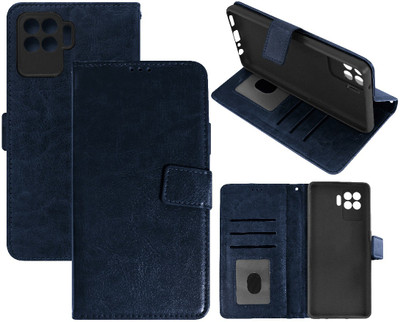 Casotec Flip Cover for Oppo F19 Pro, Oppo A94(Blue, Pack of: 1)