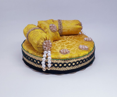 R D Handicraft Silk All Purpose Chowki(Yellow, Pack of 1)