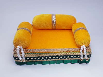 R D Handicraft Silk All Purpose Chowki(Yellow, Pack of 1)