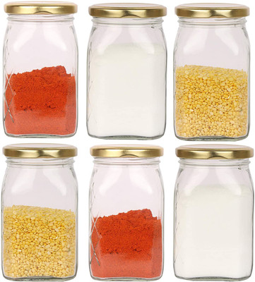 SEETASTIC Glass Grocery Container  - 500 ml(Pack of 6, Clear)