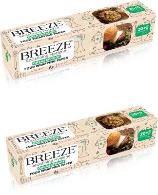 BREEZE Food Wrapping Paper - 25 Meters Greaseproof and Food Grade Butter Paper Parchment Paper(Pack of 2, 50 m)