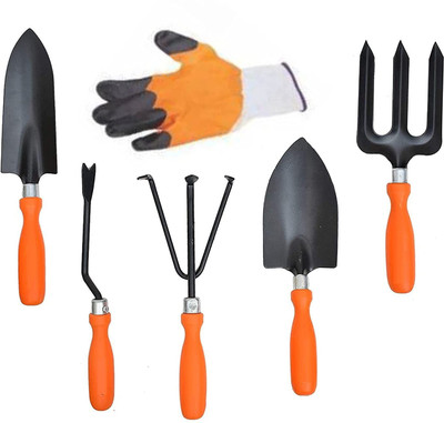 IBEX Garden Tool Set of 5 With Multipurpose Gardening Gloves Garden Tool Kit(6 Tools)