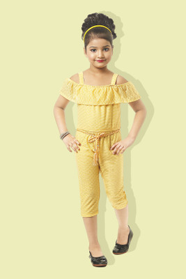The Panda Ant Self Design Girls Jumpsuit