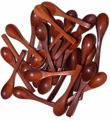 S Z Creation World Sheesham Wood Tea Spoon Set Wooden Sugar Spoon, Cream Spoon Set(Pack of 12)