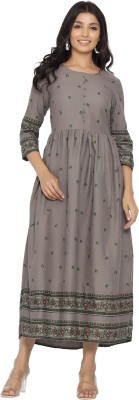 Fab Trend Women Printed Ethnic Dress Kurta(Grey)