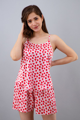 PRETTY LOVING THING Women Printed Red Top & Shorts Set