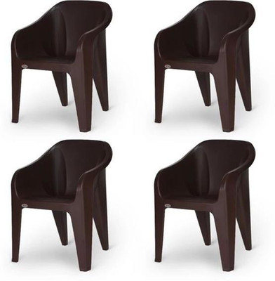 Supreme FUTURA BROWN SET OF 4 CHAIR FULLY COMFORT nd weight bearing capacity 150 kg outdoor chair Plastic Outdoor Chair(BROWN, Set of 4, Pre-assembled)