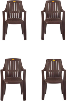 Supreme SUPER TURBO CHAIR SET OF 4 FULLY COMFORT .YOU CAN BE USED CAFETERIA,OFFICE,PATIO,GARDEN ETC. Plastic Outdoor Chair(BROWN, Set of 4, Pre-assembled)