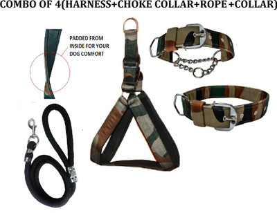 Hachiko Dog Harness & Leash(Extra Large, Army,Black)