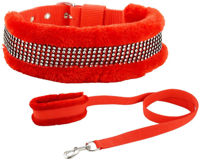 Cavalry Dog Collar & Leash(Medium, RED)