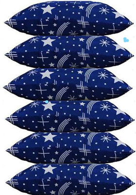 ACTOS Microfibre Geometric Sleeping Pillow Pack of 6(Blue)