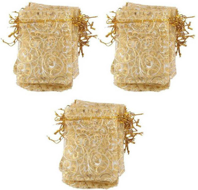 Dev Handicraft Potli Pouch Bag Festival and Wedding Gifting Criss Cross Gota Patti Velvet Shagun Pouch Potli for Women Potli(Pack of 50)