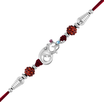 Om Jewells Rudraksh RK1000386 Silver Rakhi  Set(Rakhi)