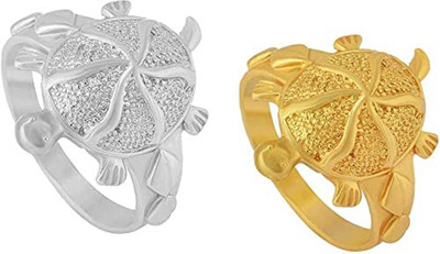 morir 2Pcs Silver & Gold Plated Tortoise/Turtle Vaastu Feng Shui Good Luck Charm Finger Ring for Men and Women Brass Gold, Silver Plated Ring